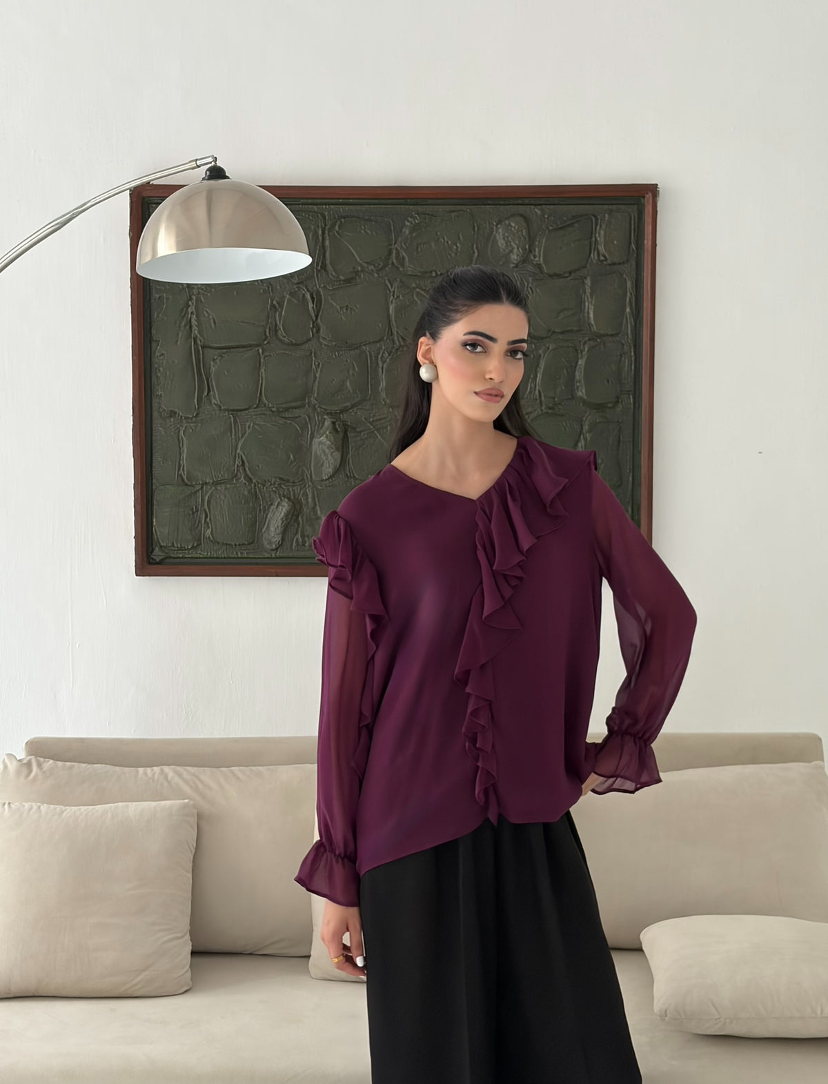 Cascade Ruffled Top