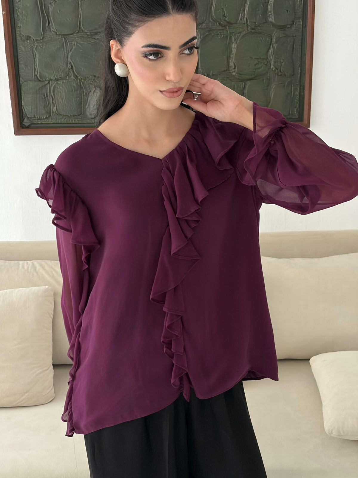 Cascade Ruffled Top